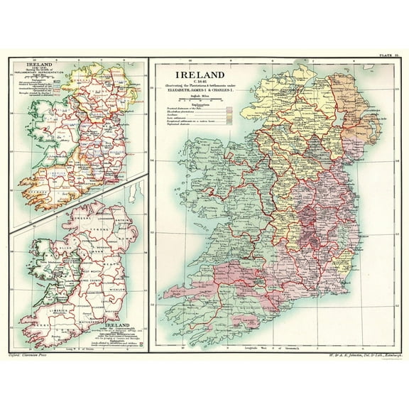 Historic Map - Ireland 1641 - Poole 1902 - 30.17 x 23 - Vintage Wall Art