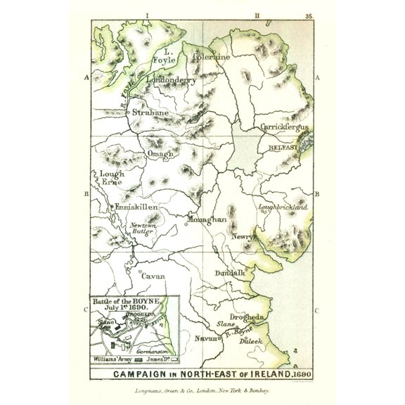 Historic Map - Ireland 1690 - Gardiner 1902 - Vintage Wall Art