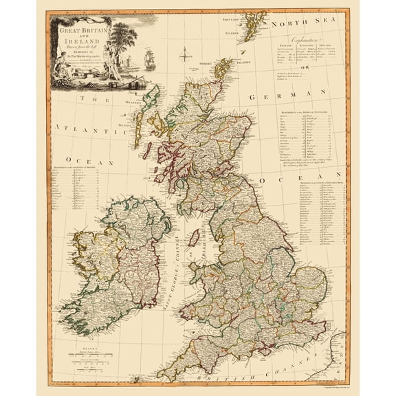Historic Map - Ireland England Scotland Wales - Laurie 1794 - Vintage Wall Art