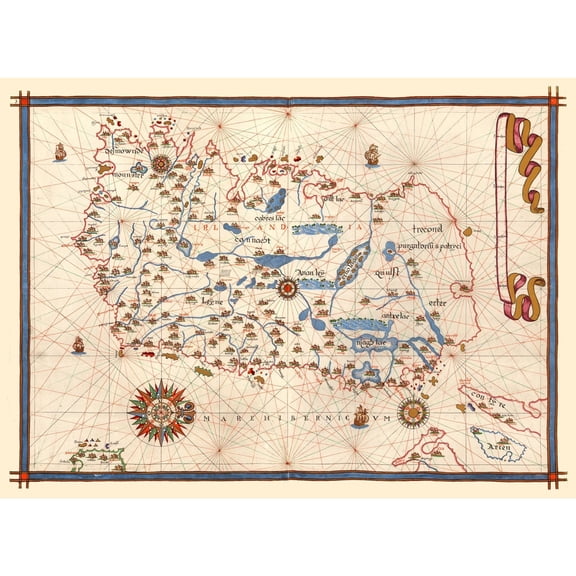 Historic Map - Ireland - Martines 1587 - 31.49 x 23 - Vintage Wall Art