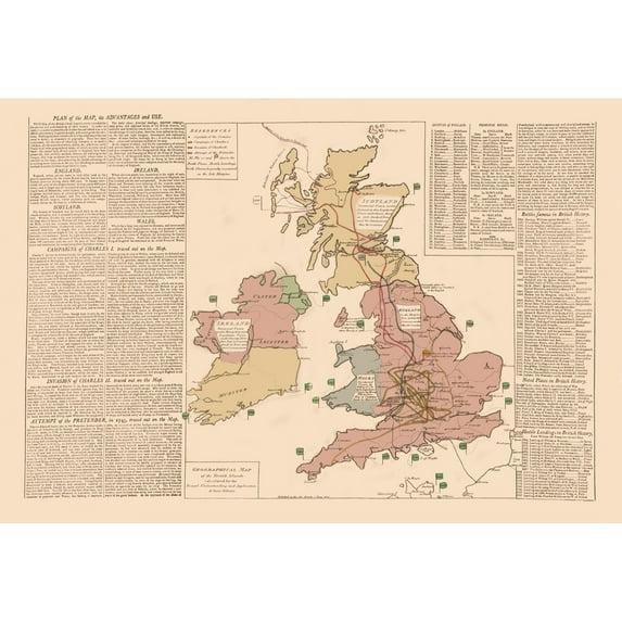 Historic Map - Ireland Wales England Scotland - Le Sage 1801 - Vintage Wall Art