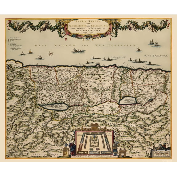 Historic Map - Israel Holy Land - Visscher 1659 - Vintage Wall Art