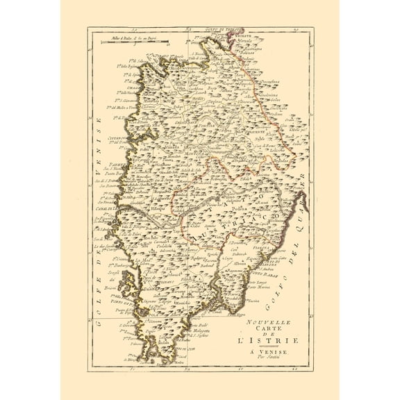 Historic Map - Istria Peninsula - Santini 1794 - Vintage Wall Art