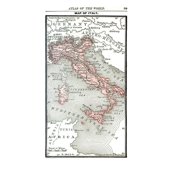 Historic Map - Italy - Alden 1886 - 23 x 35.90 - Vintage Wall Art