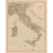 Historic Map - Italy - Black 1867 - 23 x 29.24 - Vintage Wall Art