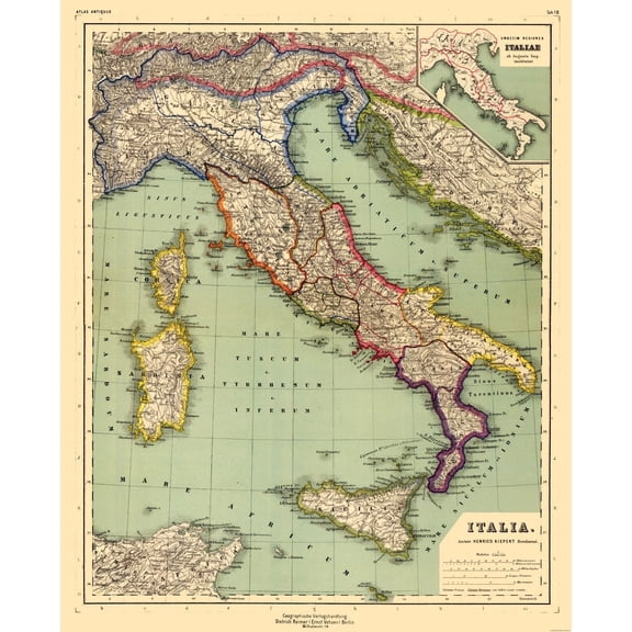 Historic Map - Italy - Kiepert 1903 - 23 x 28.43 - Vintage Wall Art