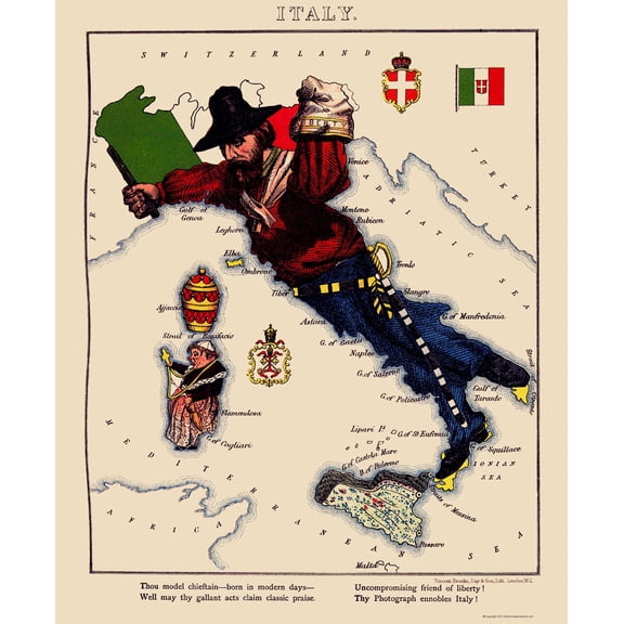 Historic Map - Italy - Lancaster 1869 - 23 x 27.95 - Vintage Wall Art