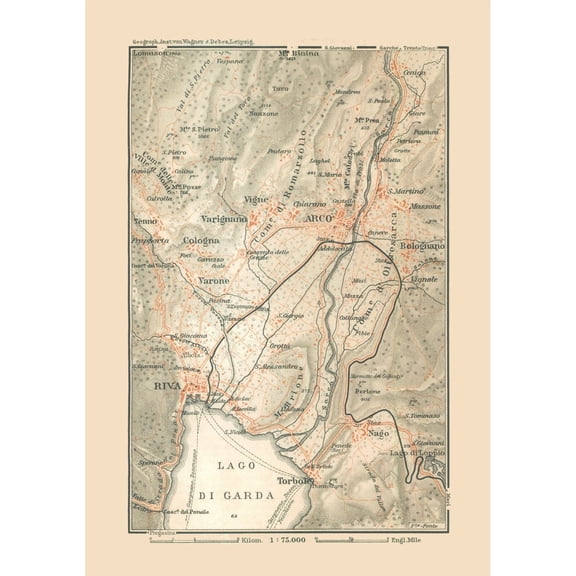 Historic Map - Italy Northeastern - Baedeker 1910 - Vintage Wall Art