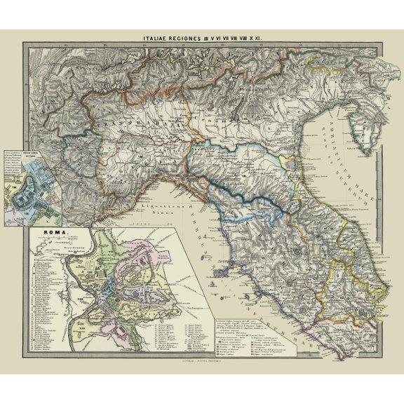 Historic Map - Italy Northern Regions - Spruner 1865 - Vintage Wall Art