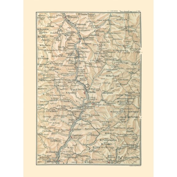 Historic Map - Italy Northwest Towns - Bertarelli 1914 - Vintage Wall Art