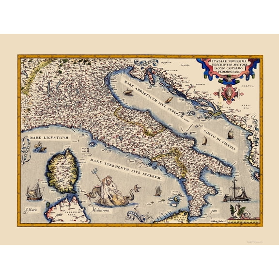 Historic Map - Italy - Ortelius 1570 - Vintage Wall Art