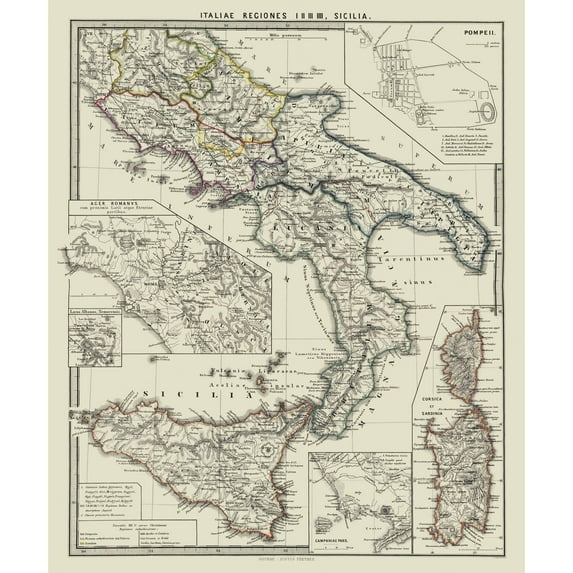 Historic Map - Italy South - Spruner 1865 - Vintage Wall Art