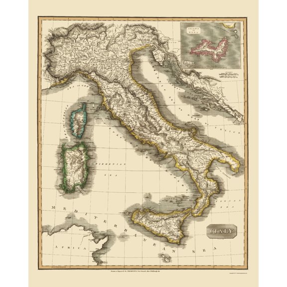 Historic Map - Italy - Thomson 1814 - 23 x 28.67 - Vintage Wall Art