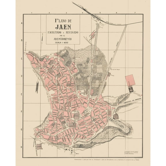 Historic Map - Jaen Spain - Martin 1911 - 23 x 28.30 - Vintage Wall Art