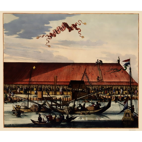 Historic Map - Jakarta Indonesia Fish Market - Nieuhoff 1682 - Vintage Wall Art