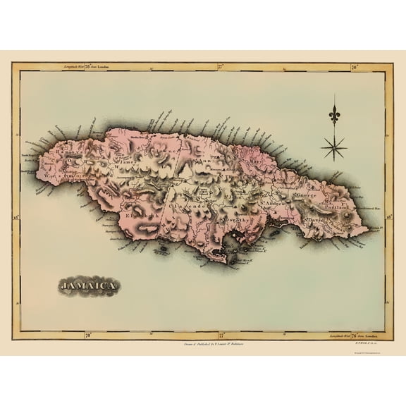 Historic Map - Jamaica - Lucas 1823 - 23 x 30.52 - Vintage Wall Art