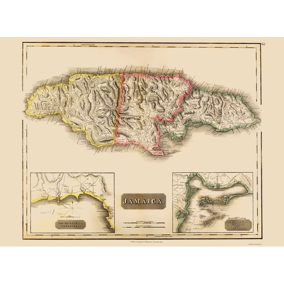 Historic Map - Jamaica - Thomson 1821 - 23 x 31.15 - Vintage Wall Art