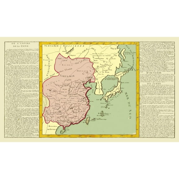 Historic Map - Japan Korea Chinese Empire - Clouet 1787 - 39.19 x 23 - Vintage Wall Art