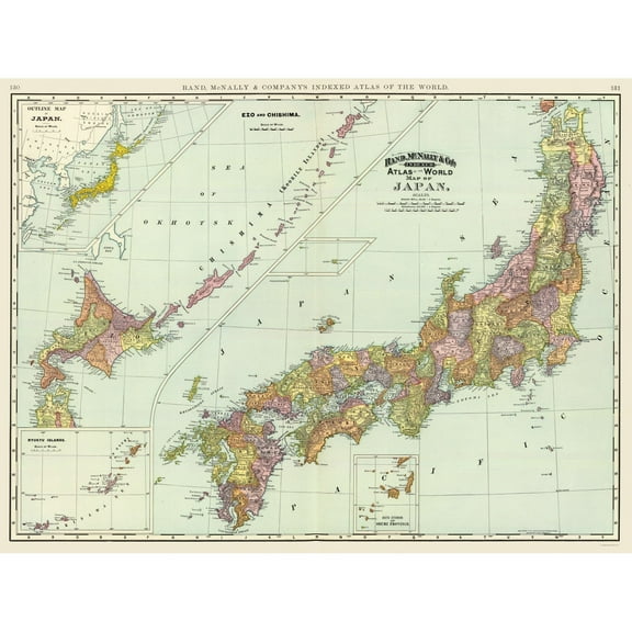 Historic Map - Japan - Rand McNally 1897 - Vintage Wall Art