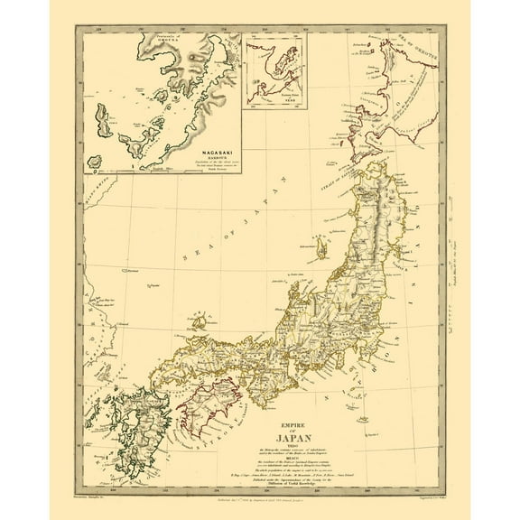 Historic Map - Japanese Empire - Chapman 1835 - 23 x 28.40 - Vintage Wall Art