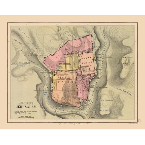 Historic Map - Jerusalem Israel Ancient - Case 1878 - Vintage Wall Art