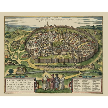 Historic Map - Jerusalem Israel Holy City - Braun 1575 - Vintage Wall Art