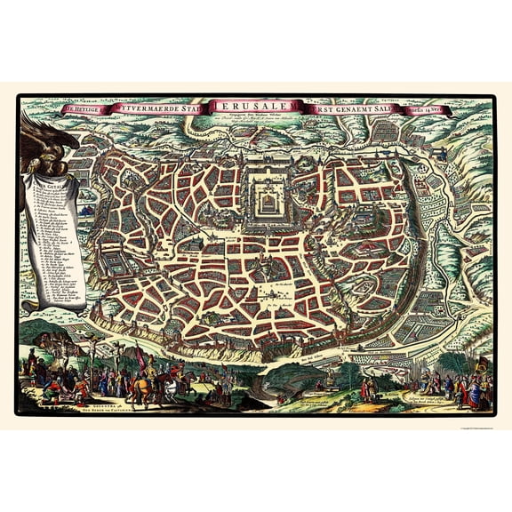 Historic Map - Jerusalem Israel - Visscher 1660 - 23 x 33.78 - Vintage Wall Art