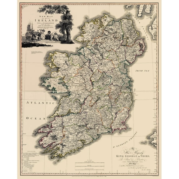 Historic Map - Kildare County Ireland - Beaufort 1882 - Vintage Wall Art