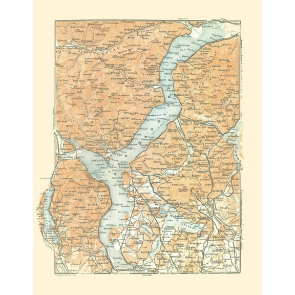 Historic Map - Lake Maggiore Italy - Bertarelli 1914 - 23 x 29.63 - Vintage Wall Art