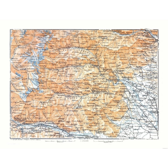 Historic Map - Lanza France Italy - Bertarelli 1914 - Vintage Wall Art