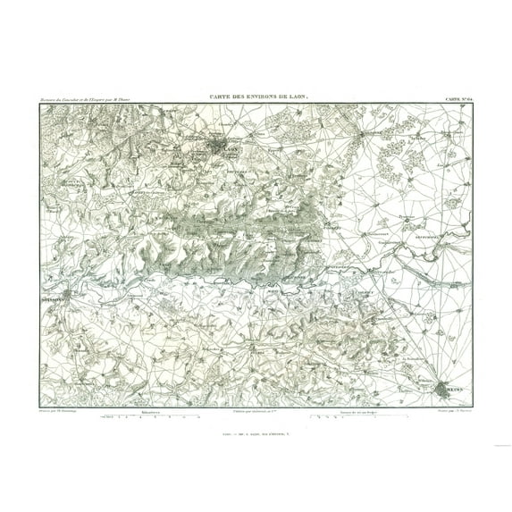 Historic Map - Laon France Environs - Thiers 1866 - 30.59 x 23 - Vintage Wall Art