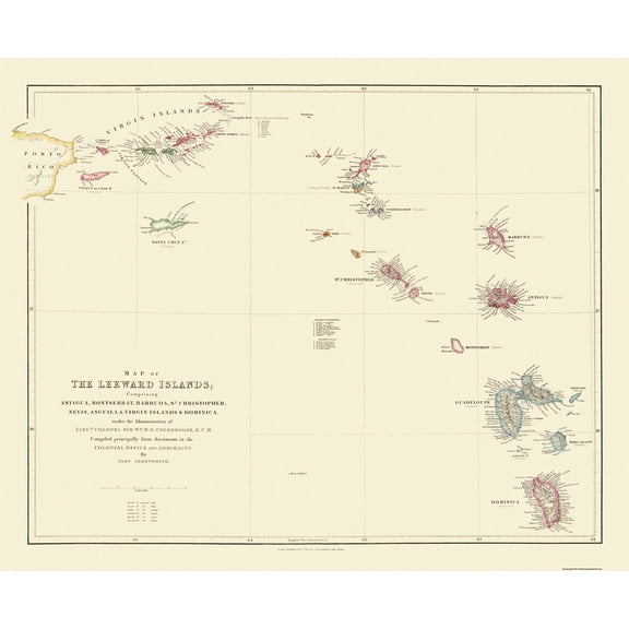 Historic Map - Leeward Islands Virgin Islands - Stanford 1904 - Vintage Wall Art