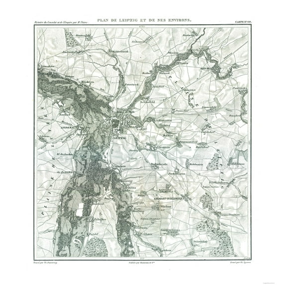 Historic Map - Leipzig Germany - Thiers 1866 - Vintage Wall Art