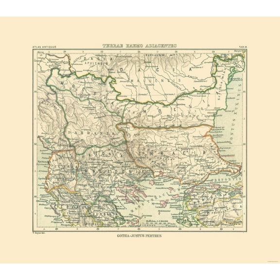 Historic Map - Macedonia Thracia Dardania Paeonia - Perthes 1896 - 26.07 x 23 - Vintage Wall Art