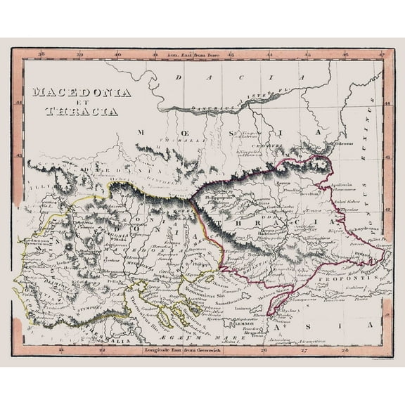 Historic Map - Macedonia Thracia Greece - Fenner 1830 - 28.27 x 23 - Vintage Wall Art