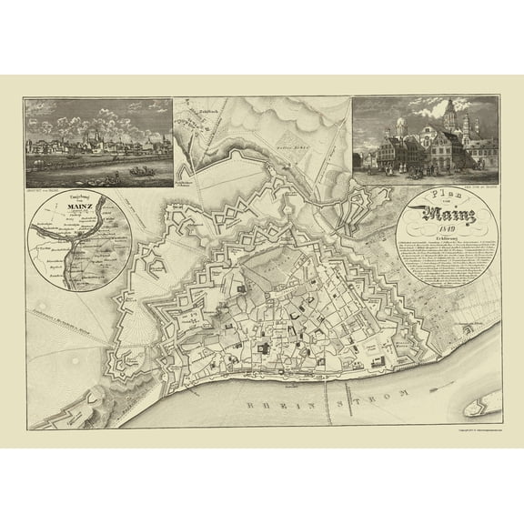 Historic Map - Mainz Germany - Hildburghausen 1849 - 23 x 32.21 - Vintage Wall Art