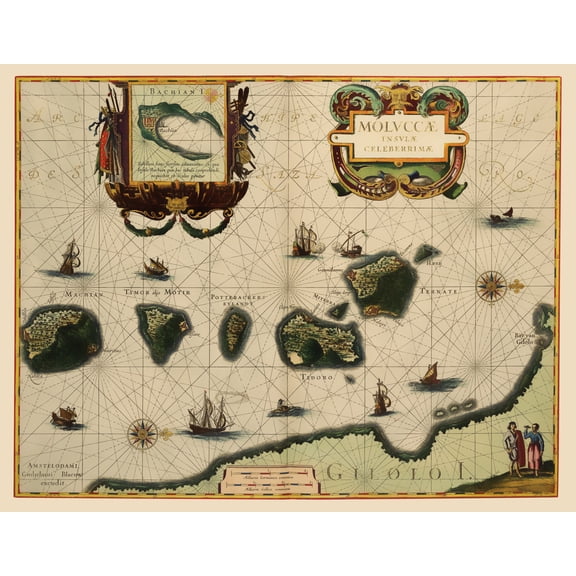 Historic Map - Maluku Indonesia Islands - Blaeu 1630 - Vintage Wall Art