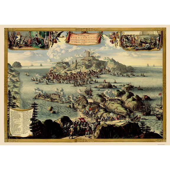Historic Map - Marstrand Sweden Carlsten Fortress - Fecit 1677 - Vintage Wall Art