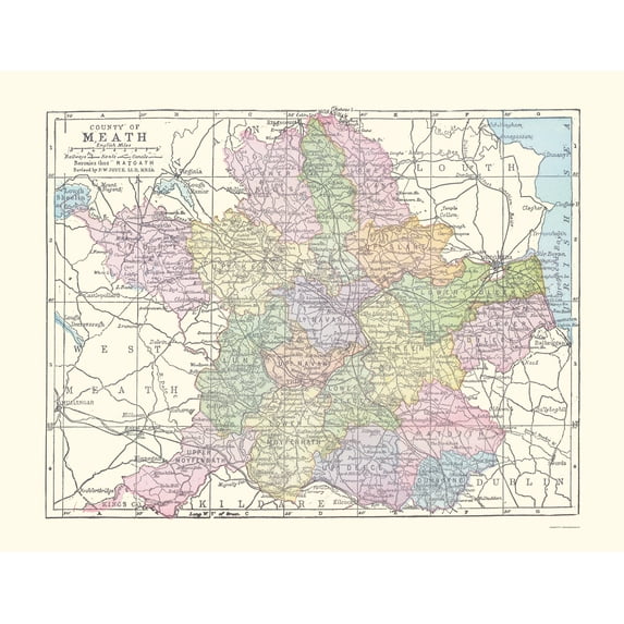 Historic Map - Meath County Ireland - Bartholomew 1882 - Vintage Wall Art