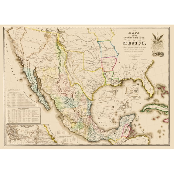 Historic Map - Mexico United States Territories - Disturnell 1847 - WallArt