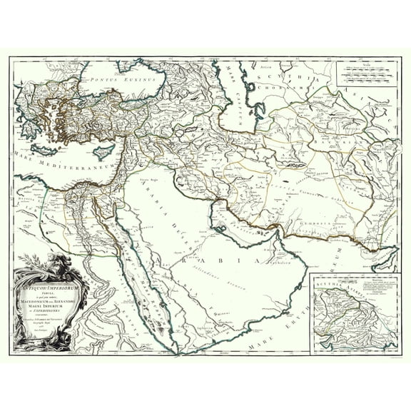 Historic Map - Middle East Alexander the Great - Vaugondy 1757 - Vintage Wall Art