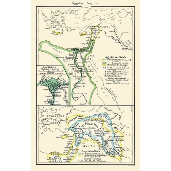 Historic Map - Middle East Egypt Assyria - Putzgers 1897 - Vintage Wall Art