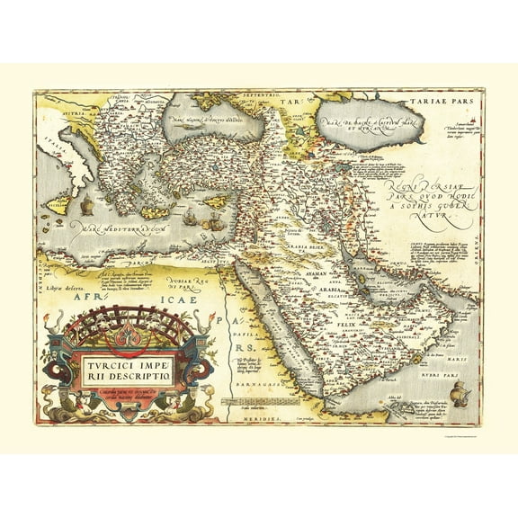 Historic Map - Middle East Mediterranean - Ortelius 1570 - 23 x 30 - Vintage Wall Art
