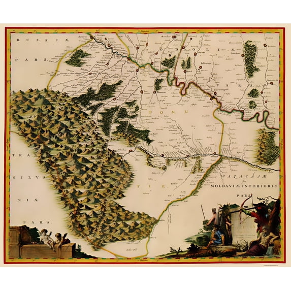 Historic Map - Moldova Ukraine - Blaeu 1662 - Vintage Wall Art
