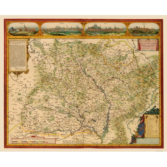 Historic Map - Moravia Czech Republic - Visscher 1681 - Vintage Wall Art