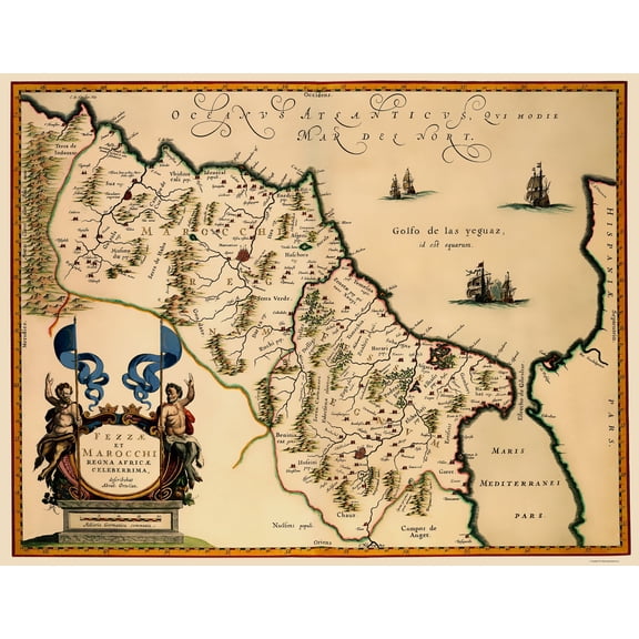 Historic Map - Morocco - Blaeu 1635 - Vintage Wall Art