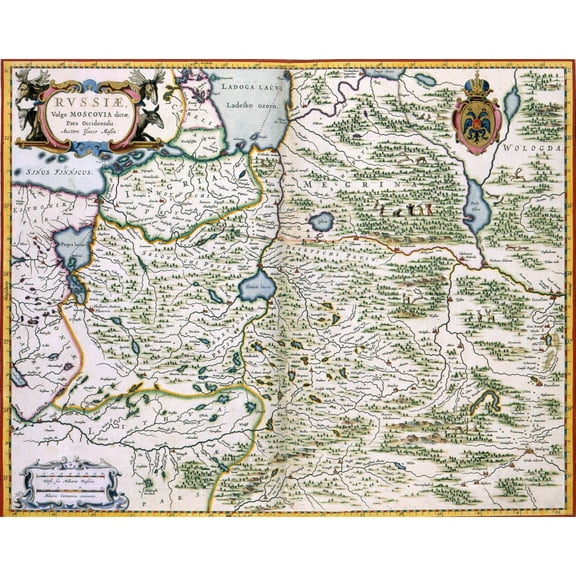Historic Map - Moscovia Russia Western - Blaeu 1665 - 28.92 x 23 - Vintage Wall Art