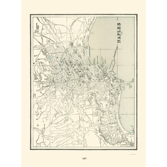 Historic Map - Naples Italy - Rathbun 1893 - 23 x 30.80 - Vintage Wall Art
