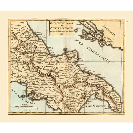 Historic Map - Naples Region Italy - Robert 1748 - Vintage Wall Art
