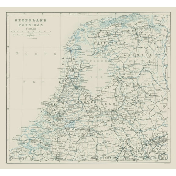 Historic Map - Netherlands Northern - Baedeker 1910 - 25.08 x 23 - Vintage Wall Art